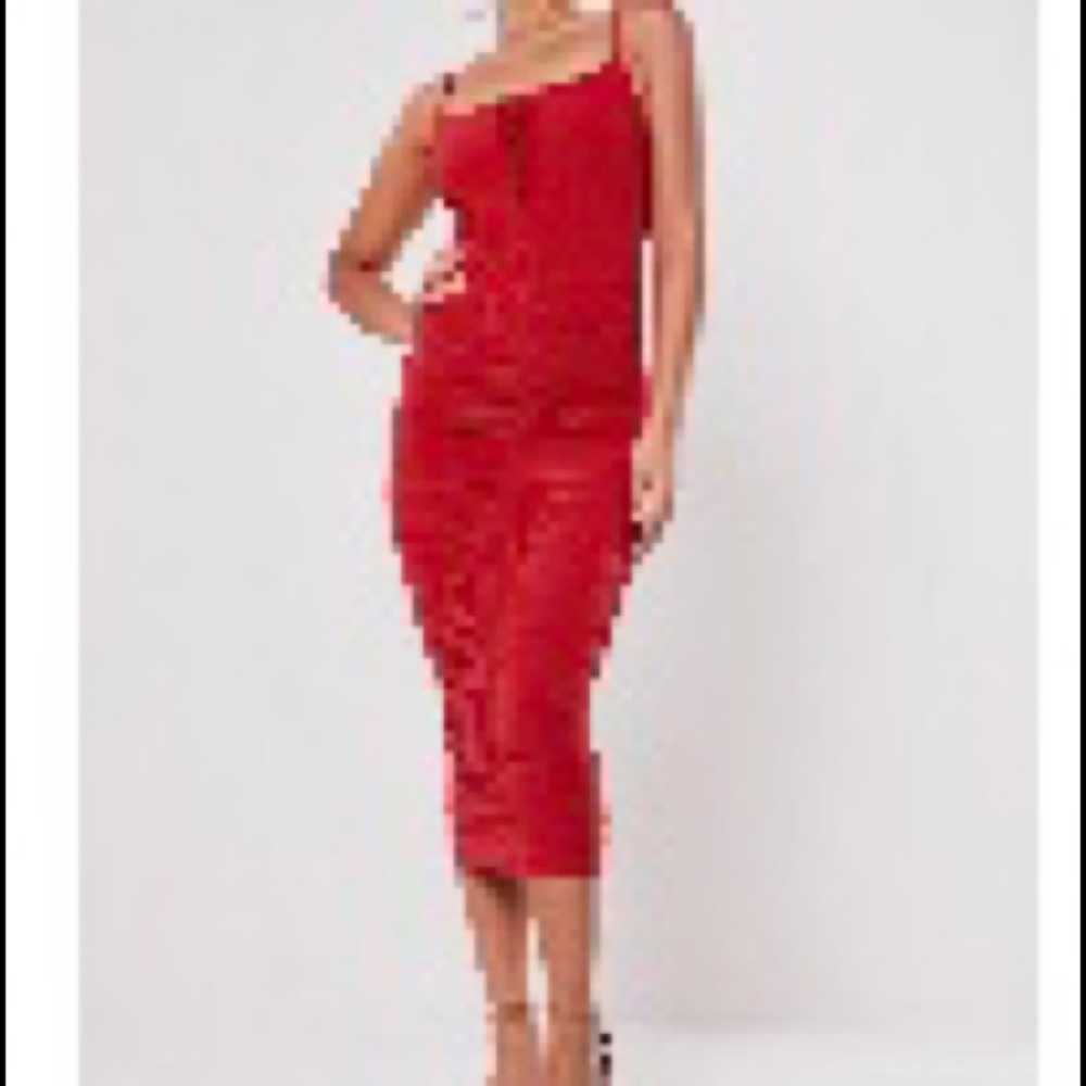 NWT Bodycon red lace up dress